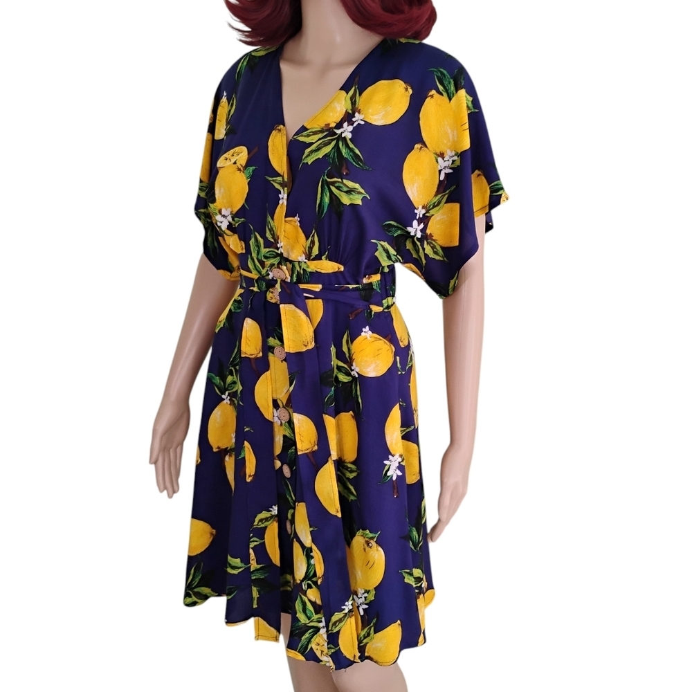 Davi & Dani Button Up Lemon Dress Size Small NWT